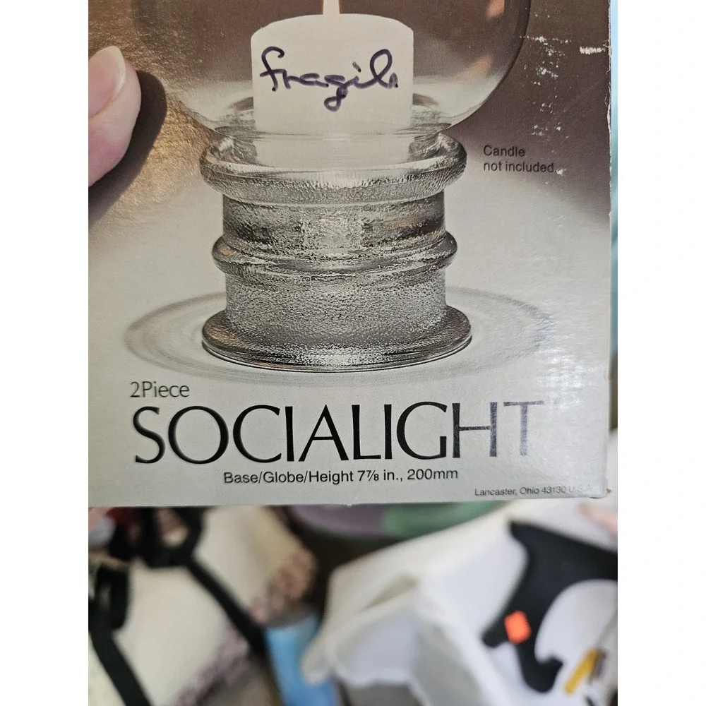 Vintage Socialight Anchor Hocking Glass Globe 7 7/8
